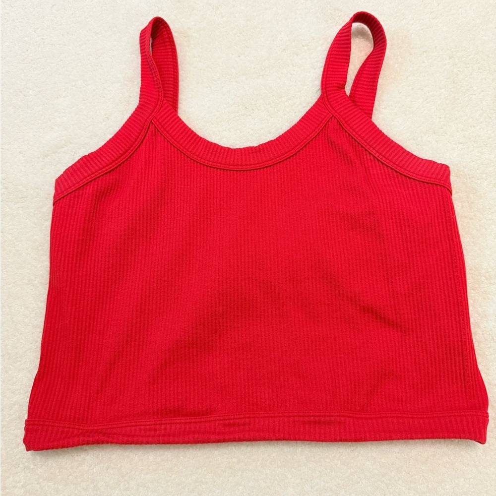 Vibrant Red Sleeveless Fitted Crop Tank Top